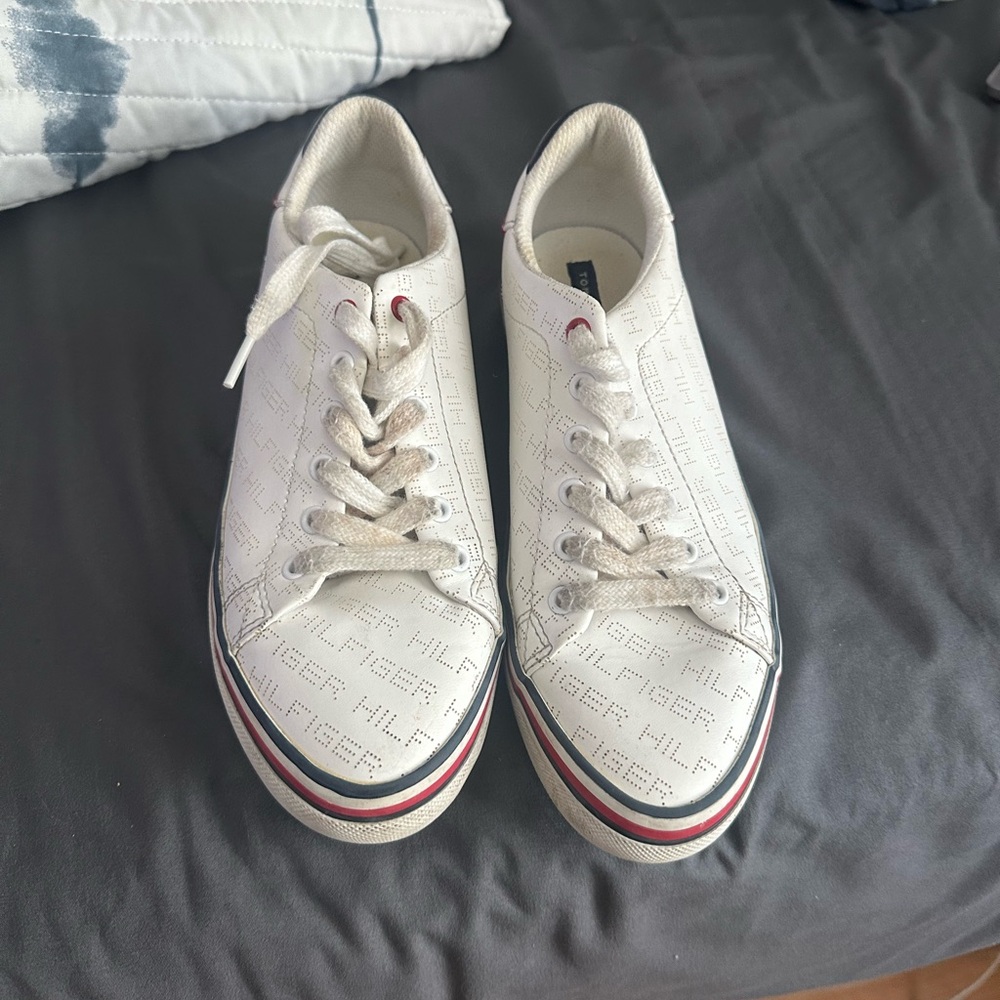Tommy Hilfiger White Sneakers with Red and Blue Accents